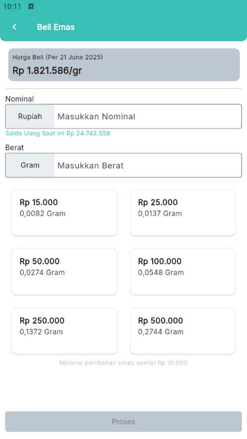 🧾 Alur Transaksi Pembelian Emas
